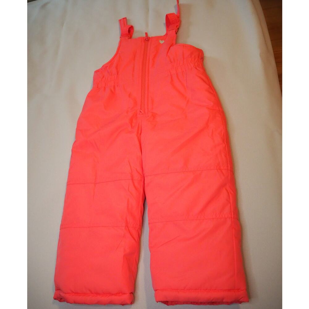 Carter's Toddler Girls 4T Neon Pink Snow Bib Ski Pants Insulated Winter Overalls